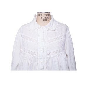 Past Times Nightdress Cotton Vintage Victorian Style Lace Trim White England VGC